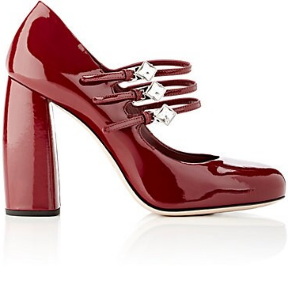 Miu Miu Burgundy Prada Crystal Heels - image 1